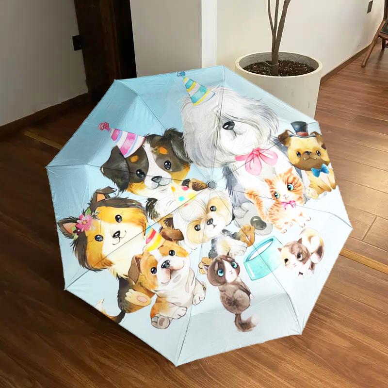 1 st Partyvalpar Mönster Liten Rese Kompakt Vindtät Paraply, Automatiskt Fällbart Paraply, Automatisk Öppning/Stängning, Gåva-82