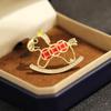Creative Coin Horse Brooch Pin Alloy Set With Diamond Simple Unique Design Sense  Accessories