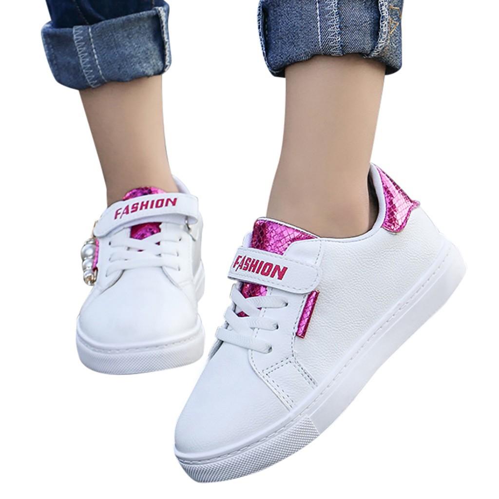 Children Infant Kids Baby Girls Scale Pearl Single Flat Princess Sport Shoes