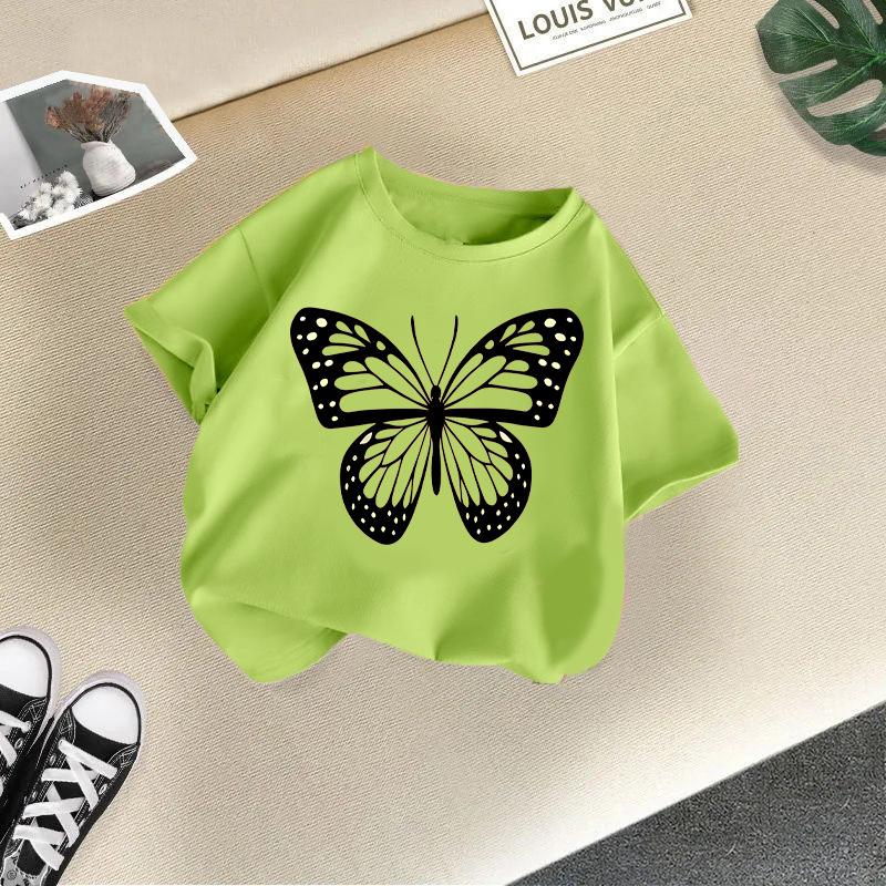Children s Casual Short-sleeved T-shirt - Summer Girls Loose Bowknot T-shirt 100cm