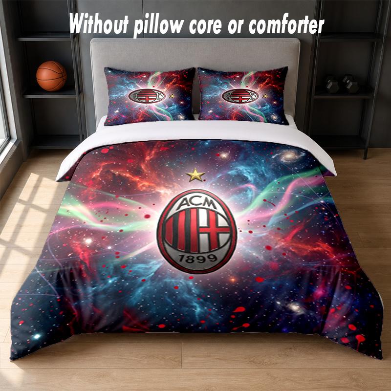 AC Milan Design Bed Bedding Set 1 Duvet Cover + 2 Pillowcases Soft Breathable Household Bed Linens