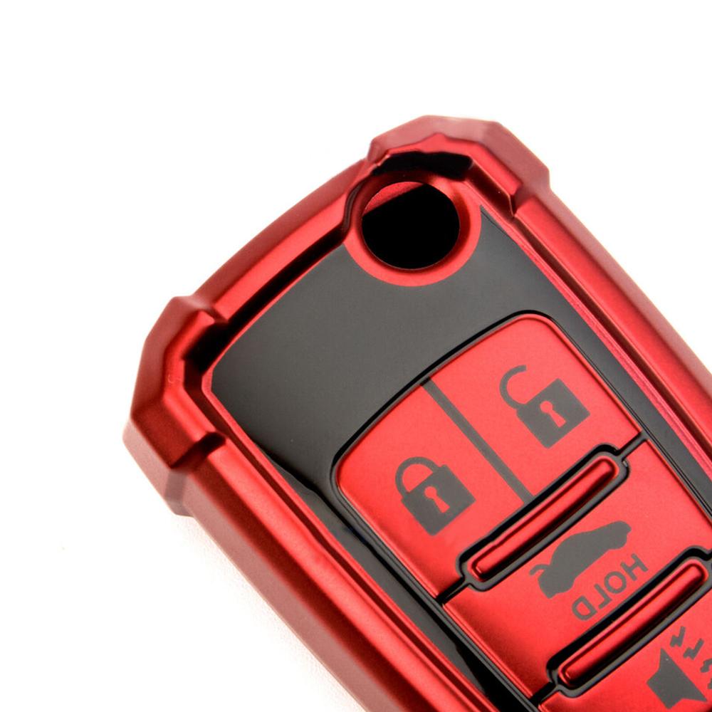Tpu Folding Flip Key Cover Fob Case For Chevrolet Buick, Red