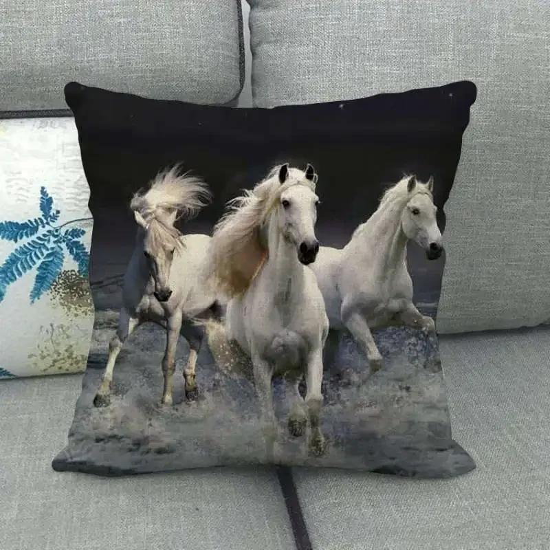 Horse Print Cushion Covers Home Decoration Animal Pillow Cases  Sofa Seat Chair Throw Pillows Linen Pillowslip Car Accessories