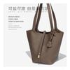 Large High-quality Leather Shoulder Vegetable Basket Bag, First-layer Cowhide, High-end Exquisite Portable Bucket Bag, Women's Bag.