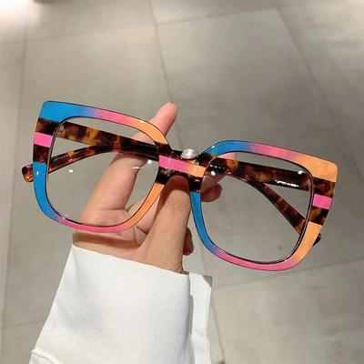 Modne damskie okulary kwadratowe retro markowy design kolorowe okulary anty-niebieskie do dekoracji codzienne użytkowanie blokujące niebieskie światło okulary