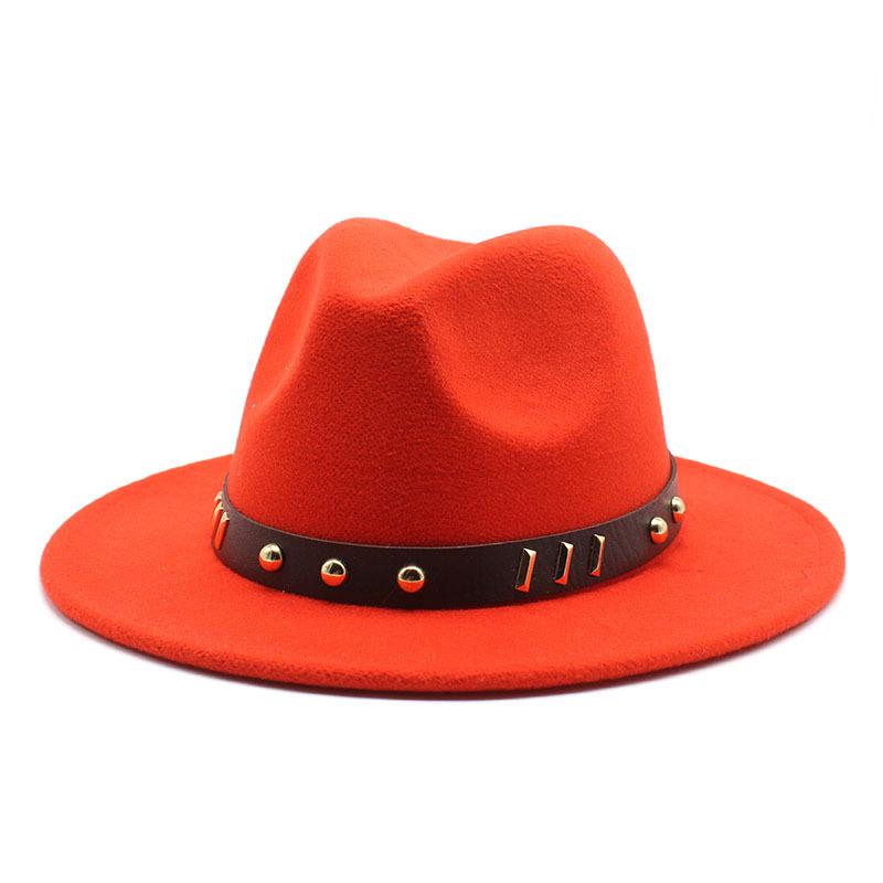 Belt Accessories Wool Top Hat Jazz Hat Vintage Black Wool Jazz Hat Flat-Brimmed Eaves Hat