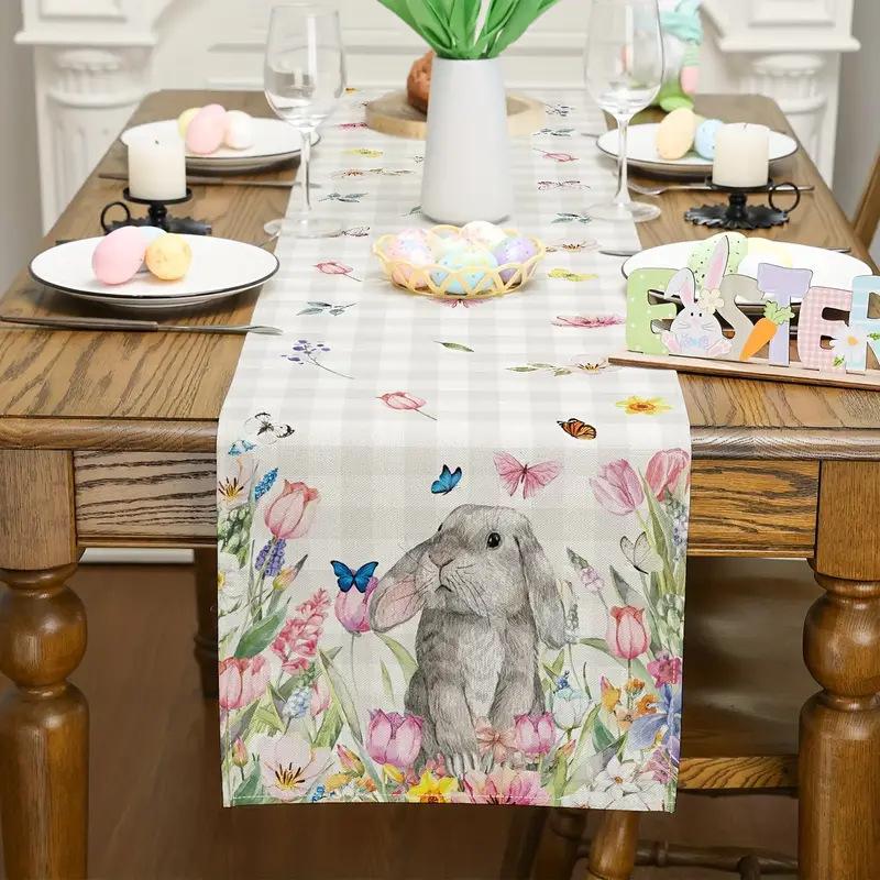 Easter Tablecloth Rectangular Shape Printed Tablecloth Linen Tablecloth Linen Easter Table Runner For Easter Celebration Party