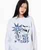 MOZMOZ Mincats Graphic Oversized Sweatshirt White Melange