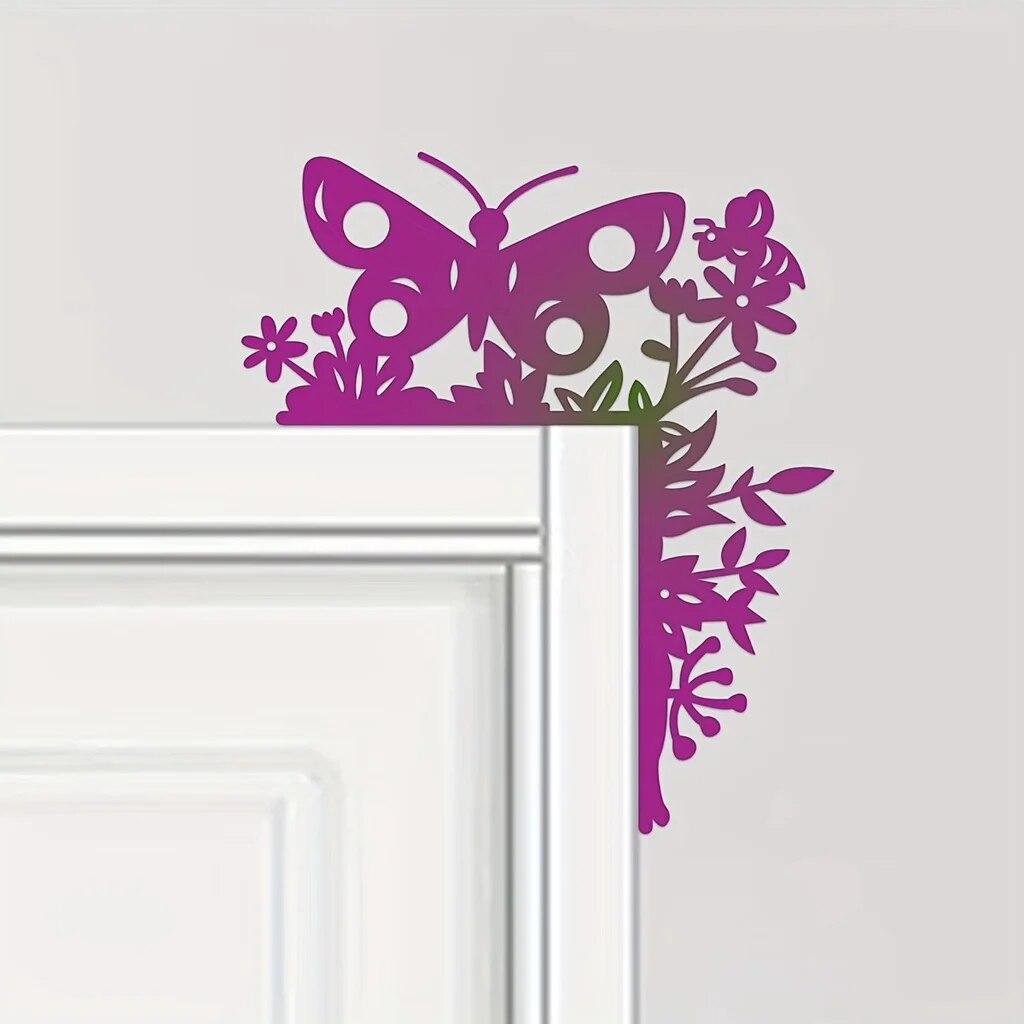 

1 шт., красочные декоративные наклейки на стену в виде бабочки, украшение для угла двери, угловой декор дверной рамы, художественный декор для стены, металлическая настенная подвеска