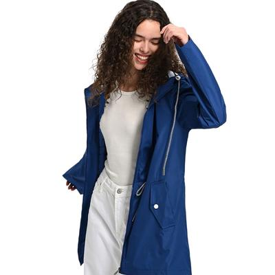 Womens Waterproof Raincoat Casual Basic Outdoors Trench Classic Zipper Long Windbreaker Outdoor Climbing Hooded Tops