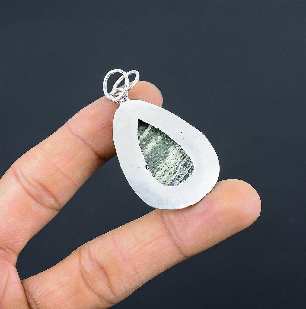 Natural Swiss Opal Gemstone Pendant Green 925 Sterling Silver Indian Jewelry