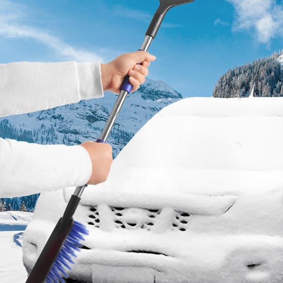 Škrabka na sníh 2 v 1 s velkou kartáčovou hlavou Výsuvná škrabka na led Sněhový kartáč Přenosná automatická škrabka na sníh