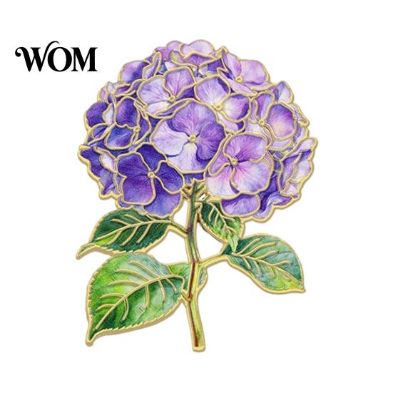 Fabric-friendly Brooch Pin, Enamel Hydrangea Shape Lapel Polished Edges Backpack Decorative Badge for Coat Collars Scarves Canvas Bags Durable Pin