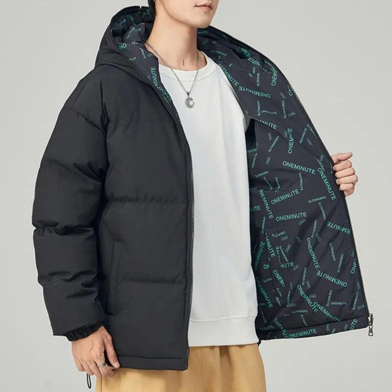 Winter Men's Parkas Thick Warm Casual Reversible Jacket Full Zip Hooded Windbreaker Padding Thermal Coat Plus Size 8xl