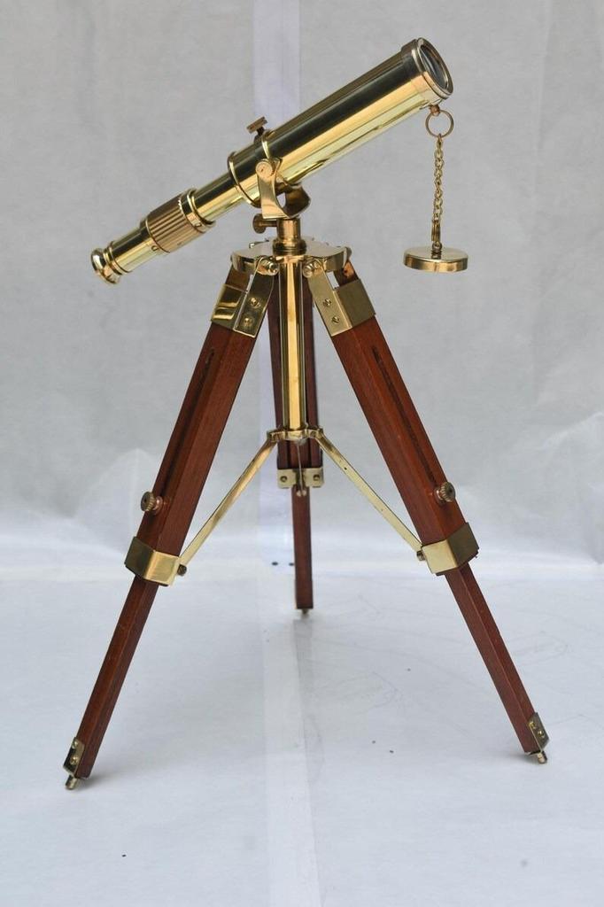 Nautical Brass Telescope with Wooden Tripod: 39-Inch Home Decor