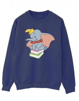 Womens/Ladies Dumbo Sitting On Books Sweatshirt