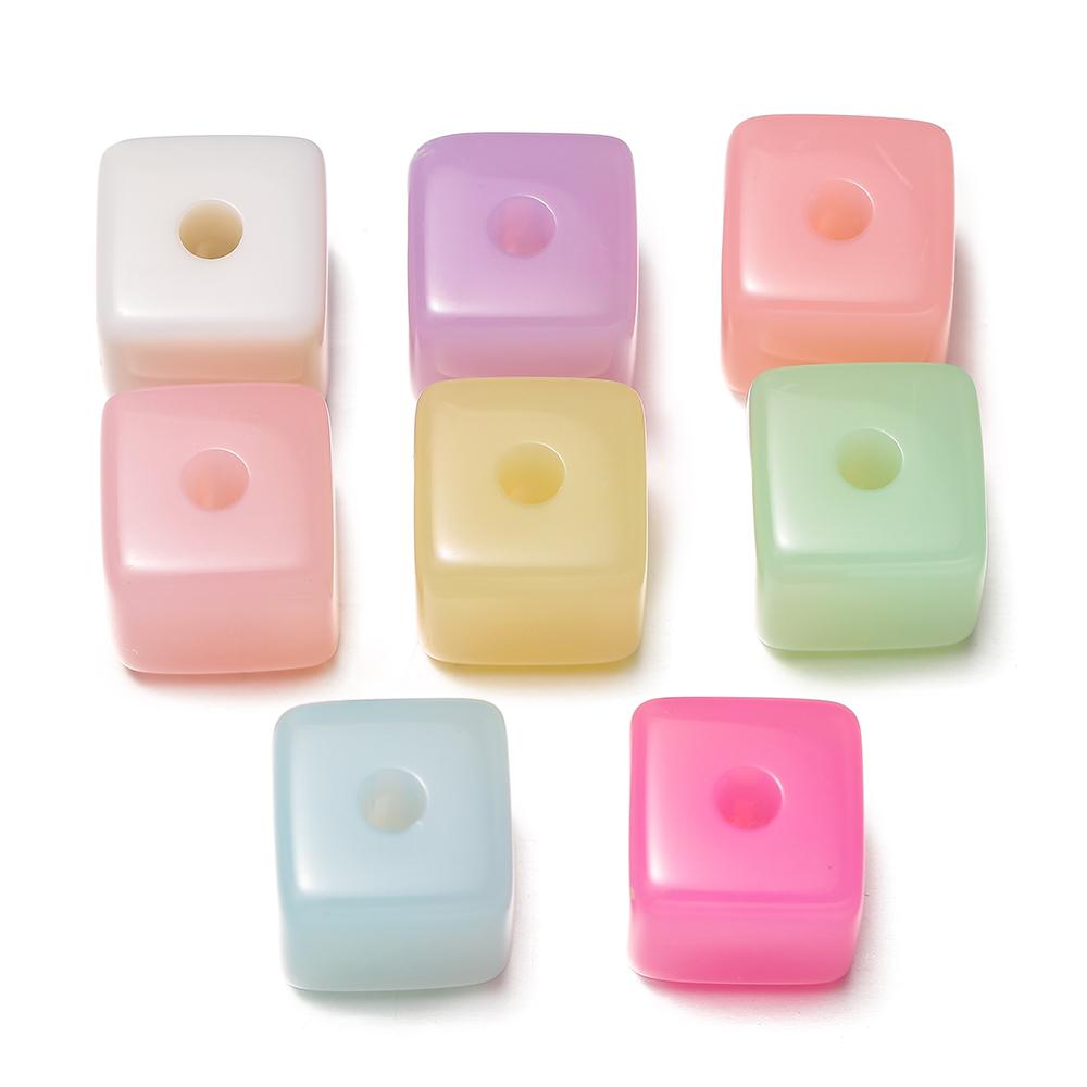 10pcs/lot Acrylic Jelly Colored Square Shape Beads Big Bracelet Loose Beads For DIY Jewelry Making Necklace Craft Accessories