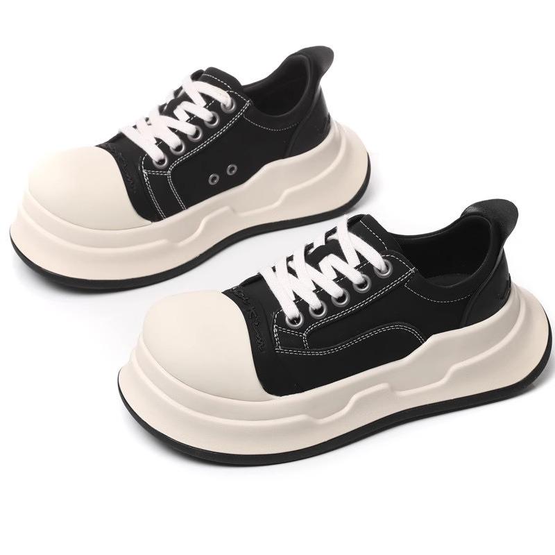 

Ugly cute height increase Mickey black and white big head shoes women s new leather versatile casual sports platform bread shoes tide 35