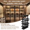 4 Tier Pull-Out Metal Stackable Shoe Rack Adjustable Height Retractable Shoe Storage Rack for Closet Shoe Cabinet