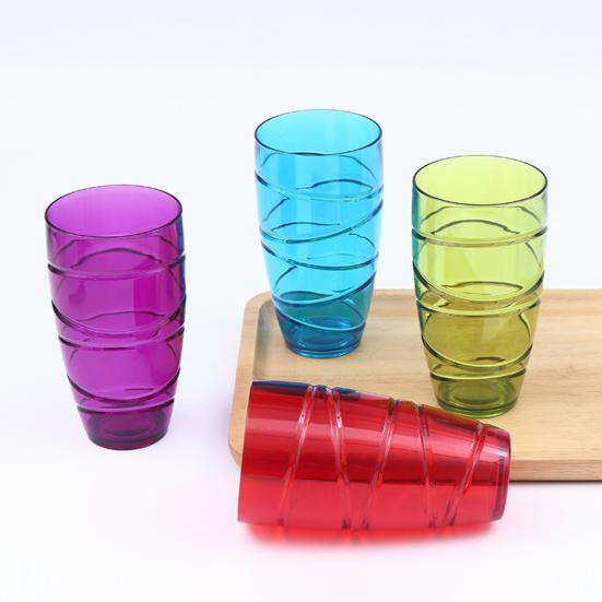 4Pcs Plastic Tumblers Set Reusable Tumbler Glasses with Swirl Design Stackable Water Cups for Garden Picnics Camping BBQs Parties