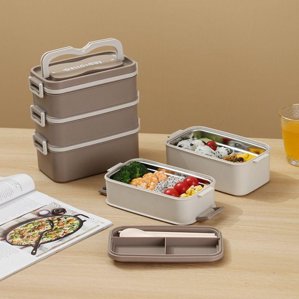 2/3 Layers Stainless Steel Lunch Box SUS304 Large Capacity Multi Layer Lunch Box Leak-proof Insulated