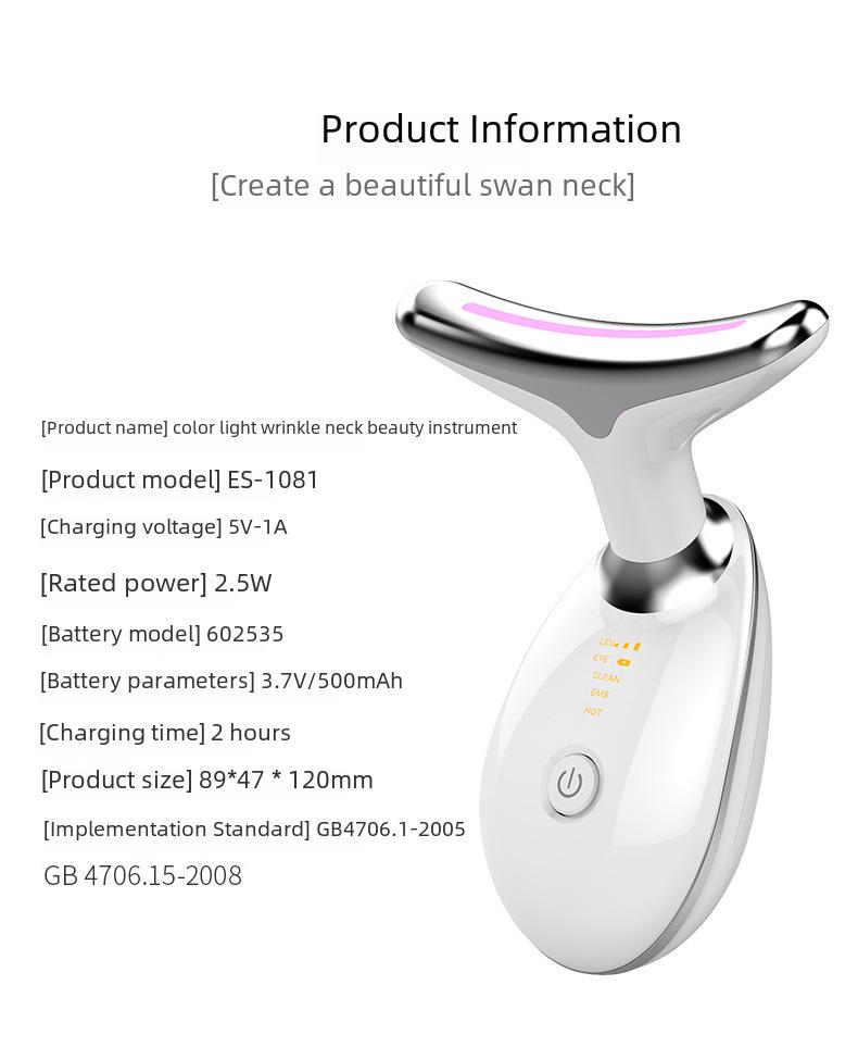Neck Beauty Device: Anti-Wrinkle Vibration Massager & LED Skin Lifter