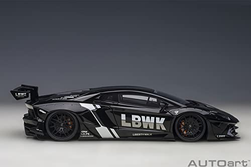 AUTOart 1/18 Scale Liberty Walk LB-WORKS Lamborghini Aventador Limited Edition Black (LBWK/Carbon Black Hood) Finished Model 79244