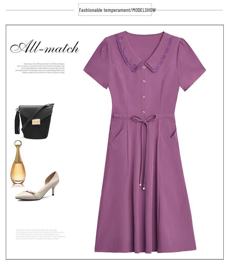 Chic Short-Sleeved Slim Fit Summer Dress for Women - Mid-Length, Belly-Covering, Goddess Style