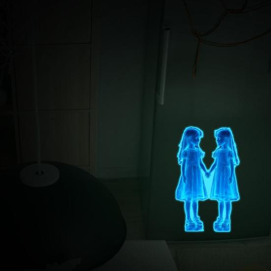 Halloween Wall Sticker Glow-in-the-Dark Creepy Twin Girl Sticker Self Adhesive