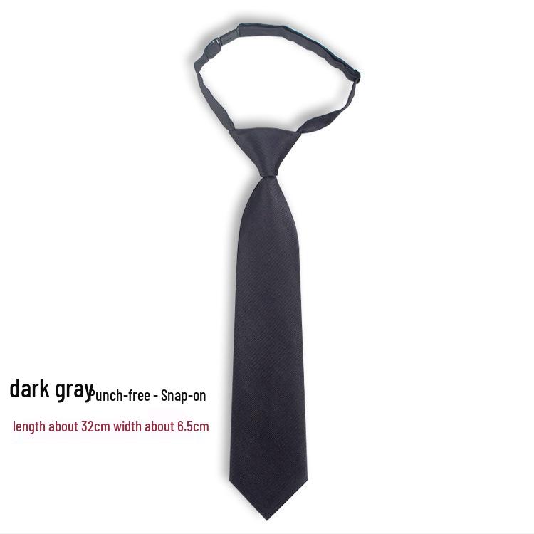 Korean Style No-Tie Lazy Insert Buckle Short Solid Color Tie for Girls - Black, Wine Red, Dark Green