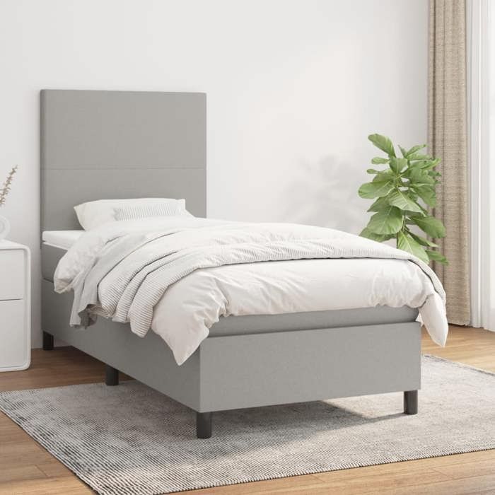 Maison Exclusive - Sommier à lattes de lit avec matelas Gris clair 100x200cm Tissu