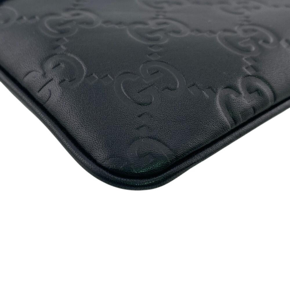 Gucci 146570 Gucci Sima Leather Coin Case Black Leather Used