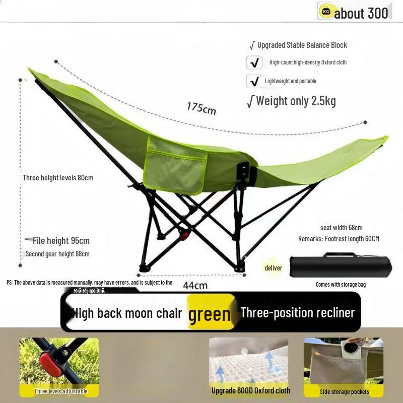 Portable 3-Position Adjustable Recliner Moon Chair for Outdoor Camping, Beach, and Breaks
