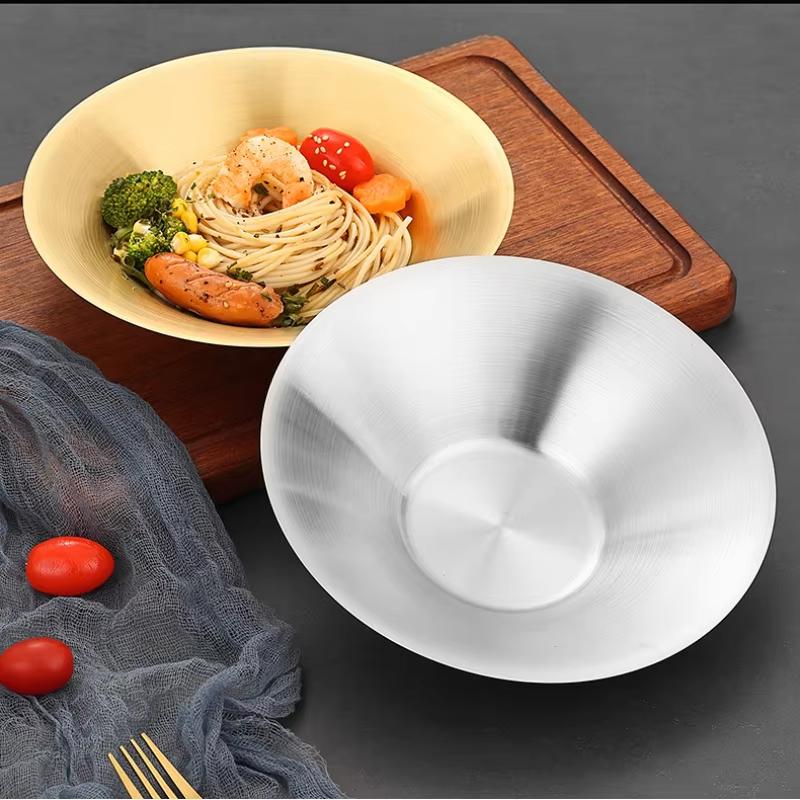 Stainless Steel Ramen Bowl Rice Salad Noodle Soup Bowl Home Restaurant Food Serving Dish Pickled Cabbage Bowl Silver Soup Bowl