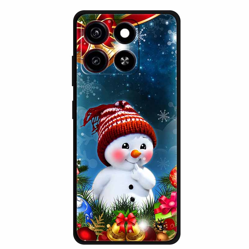 Christmas Cover For ZTE Blade A35 A55 Case Black Silicone Cases for ZTE Blade A55 Cartoon Santa Claus Christmas Tree Back Cover