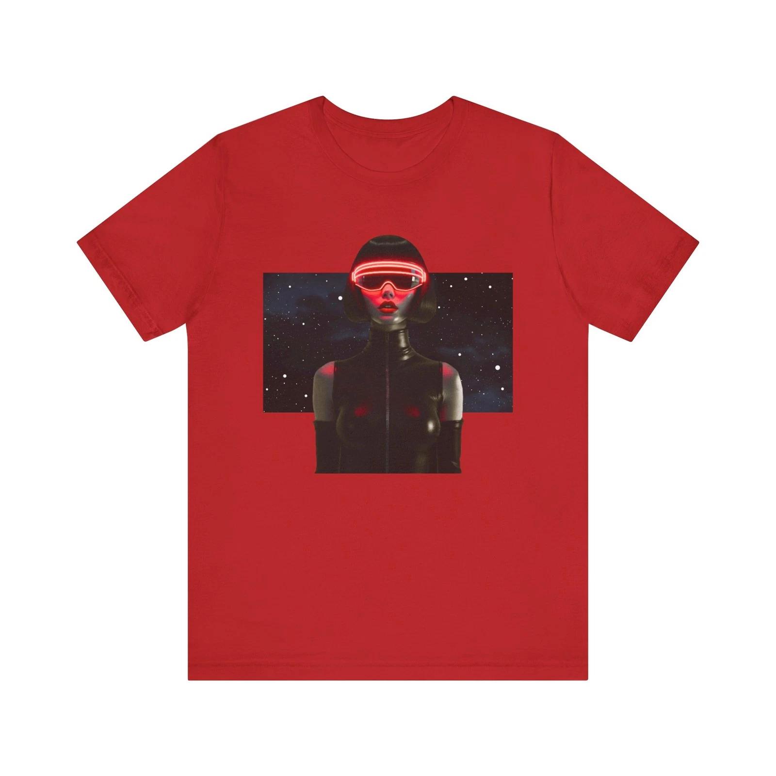 Futuristic Neon Cyberpunk Portrait Tee | Space Background S