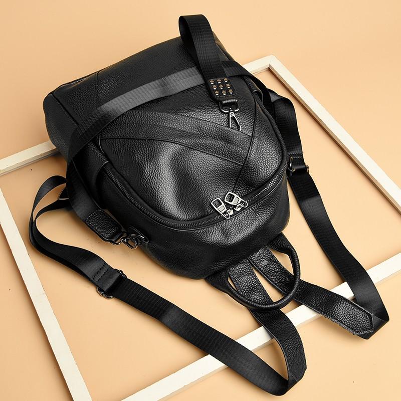 High Capacity Leather Ladies' School Backpack Feminine School Travel Bag Girls' Shoulder Bag Fashionable