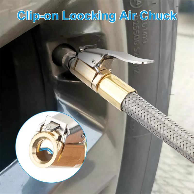 Inflatable Tube Hose Car Tire Air Inflator Hose Inflator Tube Connection Quick Inflation Chuck Locking Air Chuck for Motorcycle