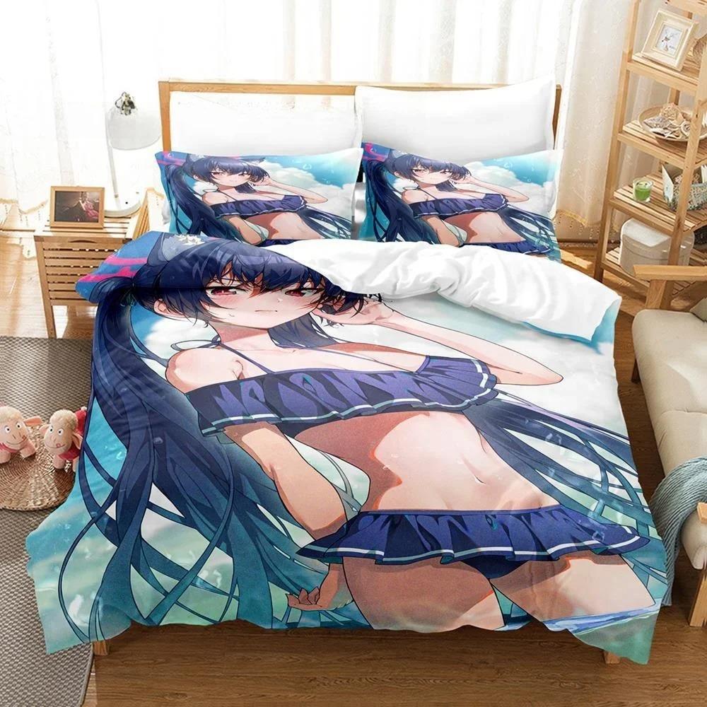 Anime Bed Sheet Kawaii Girl Blue Archive Bedding Set Single Twin Full Queen King Size Bed Set Aldult Kid Bedroom Duvetcover Sets