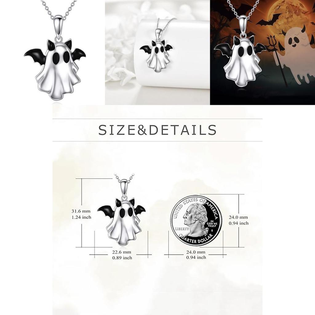 Halloween Ghost Pendant Necklace With Zinc Alloy Material For Festive Costume