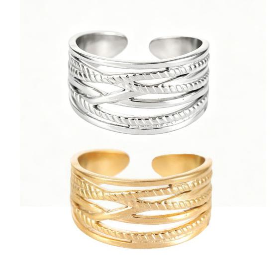 Thumb Ring Geometric Lines Shape Adjustable Opening Design Finger Ring Stainless Steel Finger Band Versatile Jewelry Gift