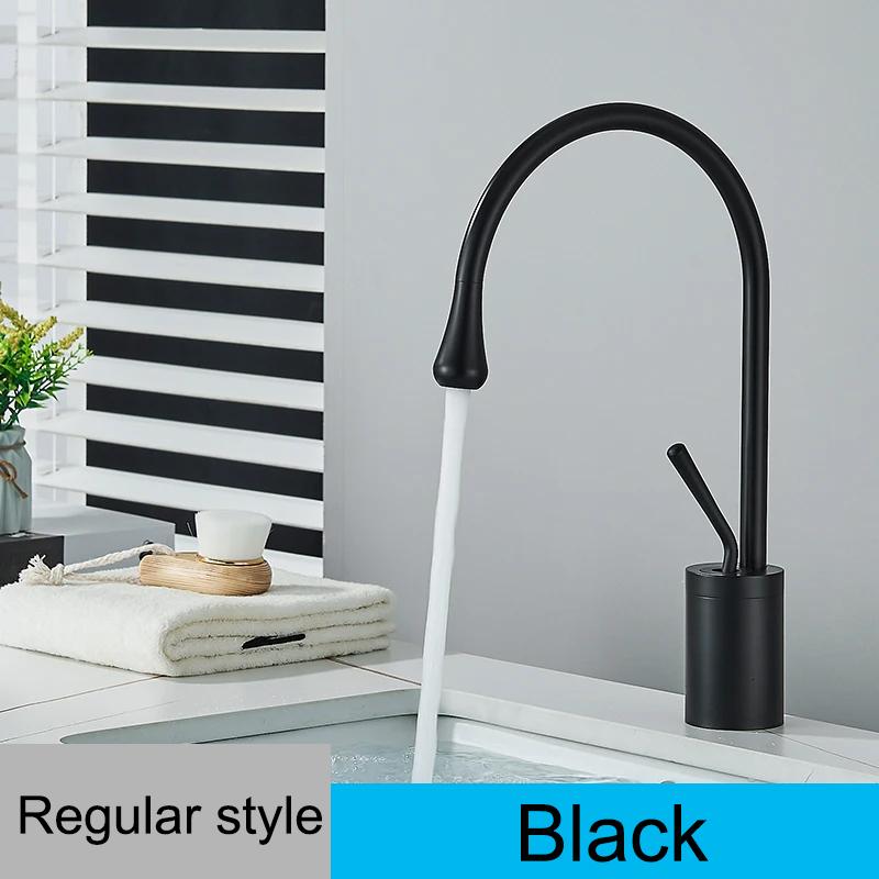 Modern Basin Faucet Brushed Gold Black Silver Faucet Deck Mounted 360 Rotation Basin Sink Tap Mixer Hot & Cold Brass Tap