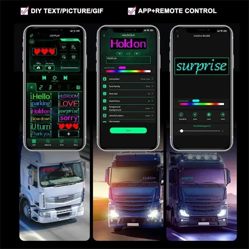 Lumière d'écran LED Design Œil du Diable Affichage Défilant Flexible avec Contrôle par Application pour Pare-brise de Cabine de Camion Animation Décorative Panneau de Texte