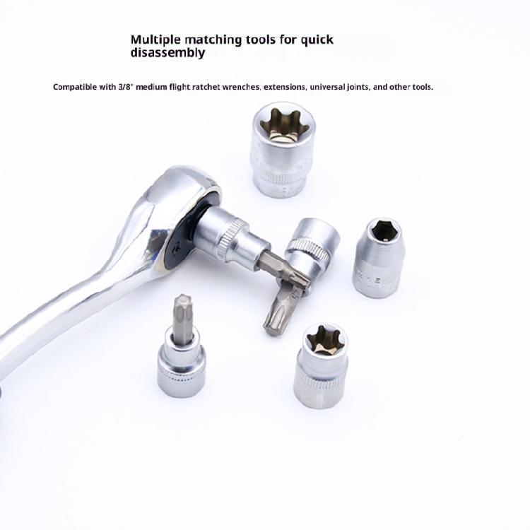 34Pcs 3/8Inch Drive Socket Set Screwdriver Bit Torxes Star Bit Socket Professional Car Repair Tool with Box