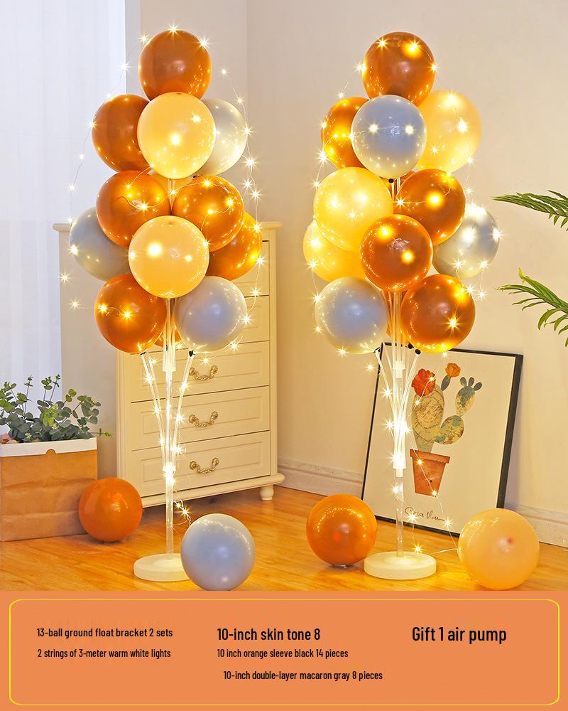 Anniversary & Birthday Balloon Column Decorations: Event Scene Layout with Floor and Background Balloons