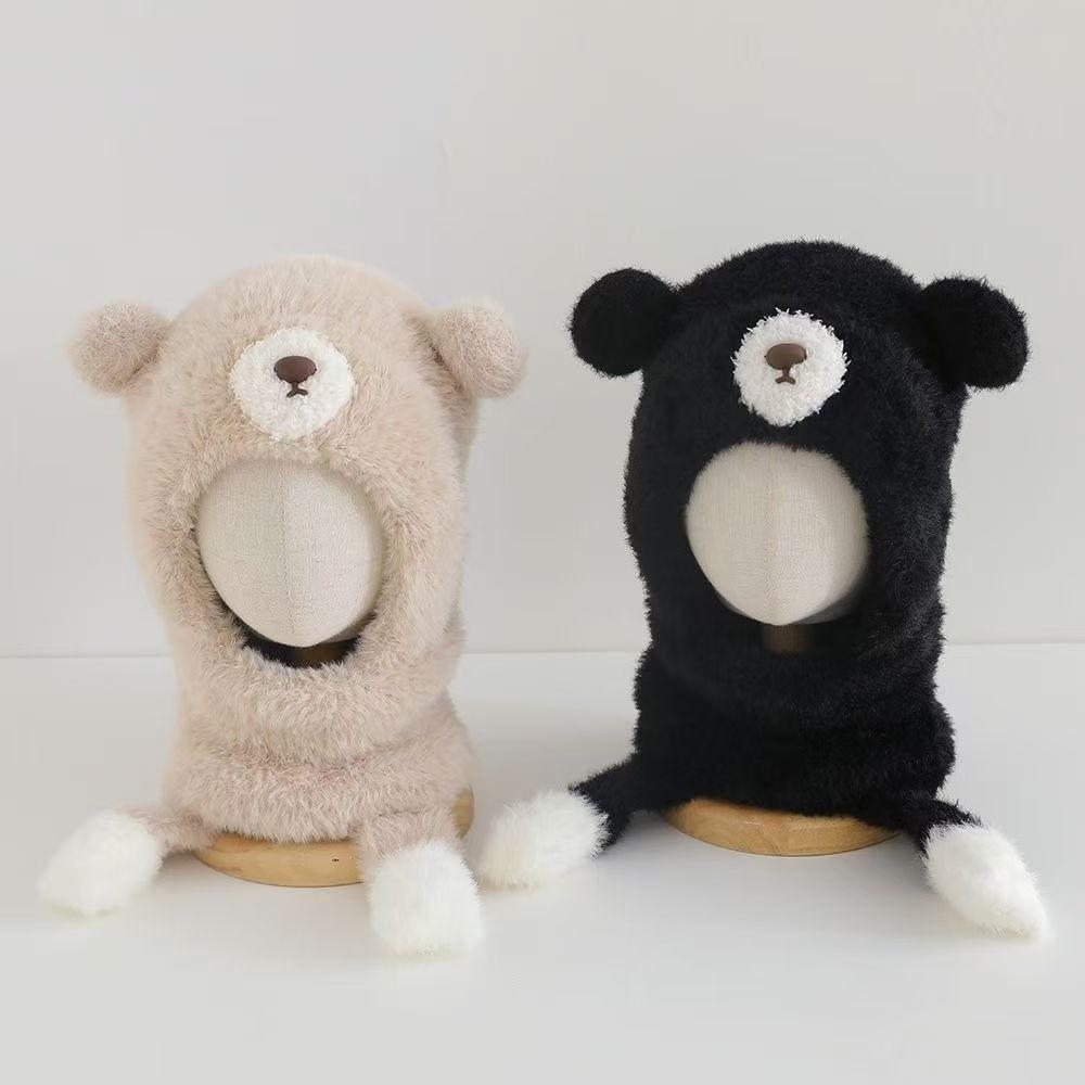 Polyester Fleece Lined 2-6 Years Bear Hat Scarf Set Kids Hat Scarf Set Cold Weather Wear
