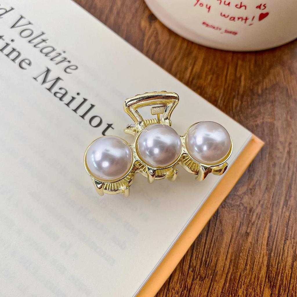 Pearl Rhinaute Small Hair Clip Female Net Celebrity Delicate High Ponytail Clip Korean Advanced Side Broken Hair Clip Headwear