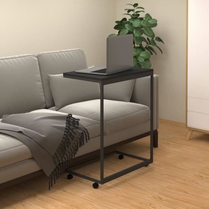 VidaXL Table d'appoint avec roues Noir 55x35x70 cm Bois d'ingénierie 343101