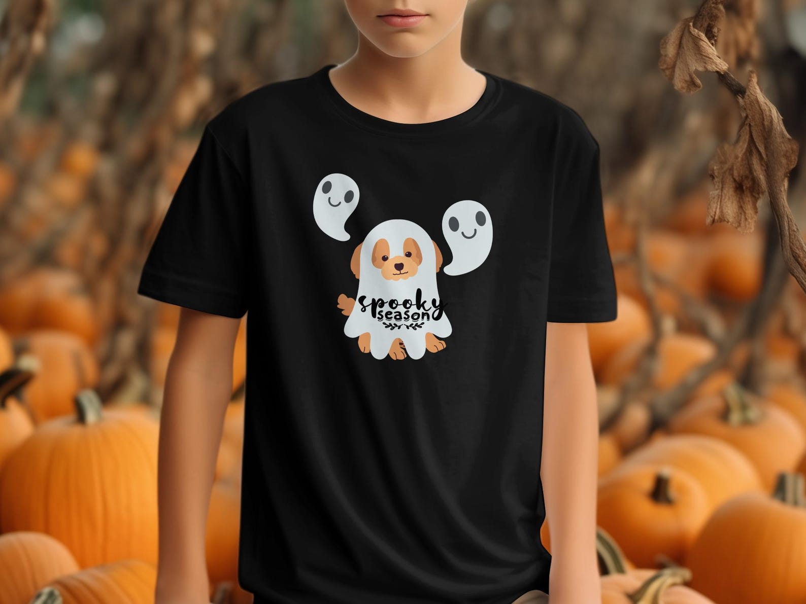 Ghost Dog Halloween T-Shirt | Spooky Puppy Fall Tee (Toddler Youth) 2XL