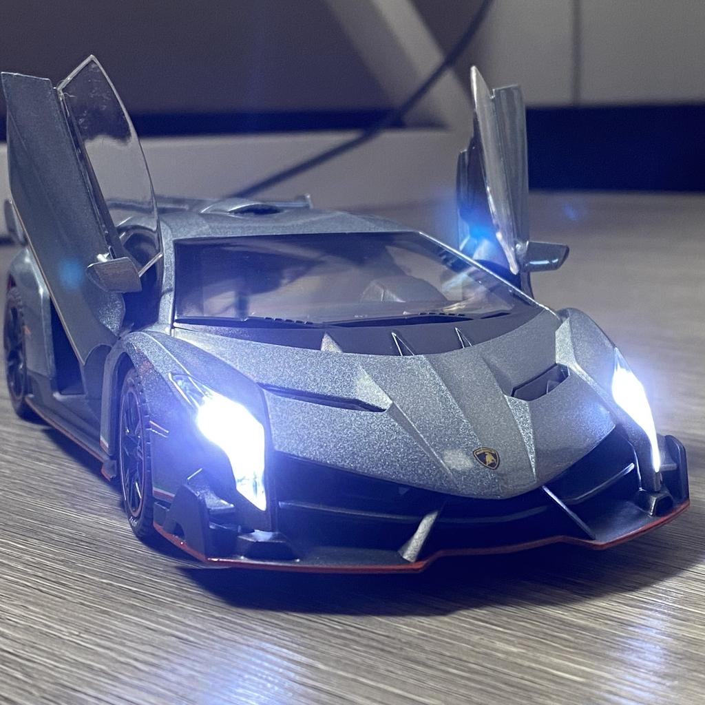 1/24 Lamborghini Veneno Limited Edition Supercar Alloy Diecast Metal Model Car Sound and Light Pull Back Children Toy Car Decoration Hobbies